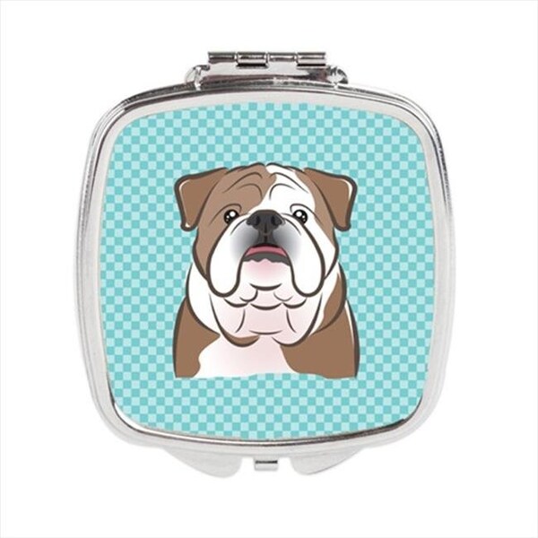 Carolines Treasures Carolines Treasures BB1157SCM Checkerboard Blue English Bulldog Compact Mirror; 2.75 x 3 x .3 In. BB1157SCM - main